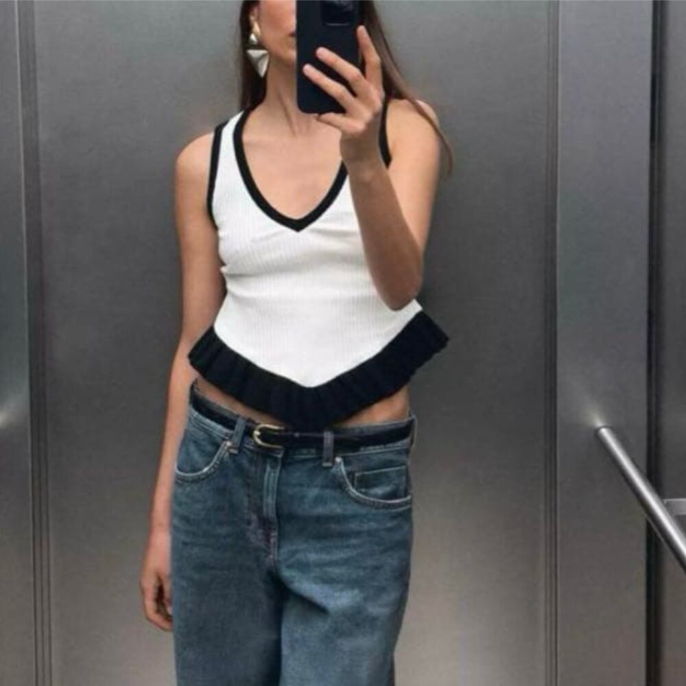 ZARA Ribbed Knit Peplum Tank – Size S – Never Worn